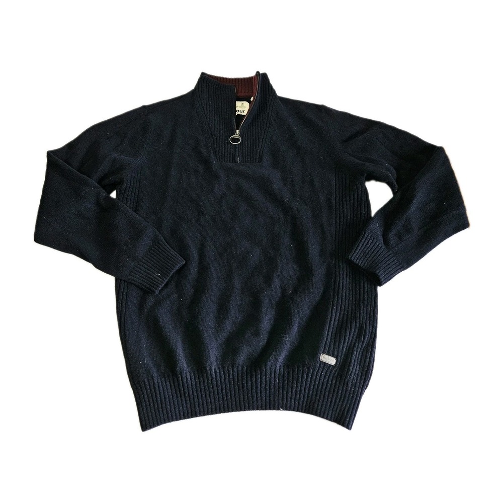 Barbour Quarter Zip Men's Size Large Black Pullober Long Sleeved Vintage